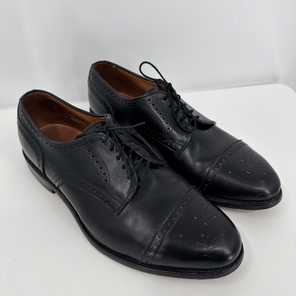 Allen Edmonds Men Sanford Black Wingtip Cap Toe Derby Oxford Shoes Size 9.5 EEE